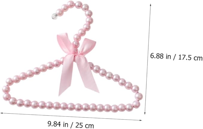 Luxshiny Small Pearl Hangers for Baby Clothes Set of 5 Toddler Clothing Hangers with Decorative Pearls and Ribbon Bow for Infant Closet and Pet Clothes Organization