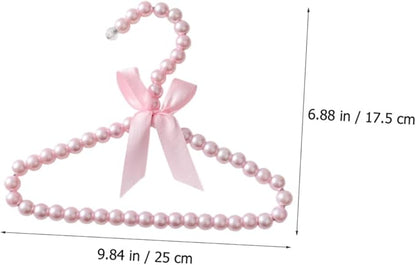 Luxshiny Small Pearl Hangers for Baby Clothes Set of 5 Toddler Clothing Hangers with Decorative Pearls and Ribbon Bow for Infant Closet and Pet Clothes Organization