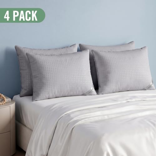 Standard Size Bed Pillows for Sleeping Set of 4,4 Pack Great Support Luxury Hotel Pillows for Side,Stomach and Back Sleepers(Grey,4-Pack) - Image 2