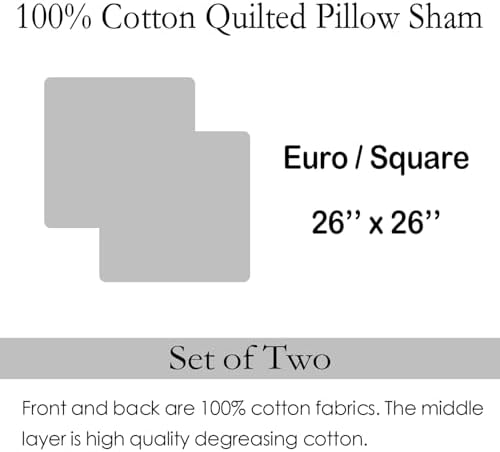 WINLIFE 100% Cotton Quilted Euro Sham Covers, 2 Pack Cotton 26'' x 26'' Pillow Covers, Soft and Breathable Euro Shams, Square Pillow Shams, Navy Blue - Image 7