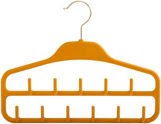 Anti-Slip Yellow Plastic 2 Pack Belt Hanger Tie Rack for Closet Sturdy Belt Organizer with 360 Degree Swivel