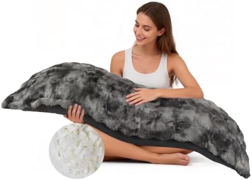 21x54 Inch Fuzzy Faux Fur Body Pillow with Memory Foam for Adults by JNTGVINE