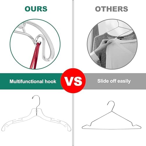 Quality Clear Hangers 12 Pack - Crystal Hangers for Clothes - Durable Plastic Hanger Set - Invisible Dress for Suits - Heavy Duty - Nonslip Coat and Shirt - Image 6