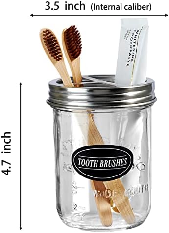 Mason Jar Toothbrush Holder, 16 Ounce Ball Mason Jar, Brushed Nickel - Image 3