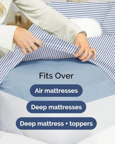 CGK Linens 2 Pack Extra Deep Twin Fitted Sheets - Blue Stripes - Image 7
