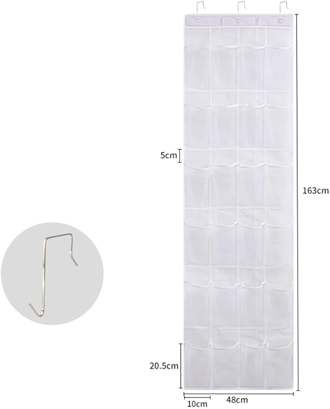 Shoe Holder For Doors Over Door Shoe Rack Hanging Shoe Organiser with Multi Pocket Hanging Bag for Closet Space Saver Stores Shoes and Accessories(24 Pocket white)