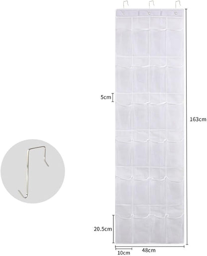 Shoe Holder For Doors Over Door Shoe Rack Hanging Shoe Organiser with Multi Pocket Hanging Bag for Closet Space Saver Stores Shoes and Accessories(24 Pocket white)