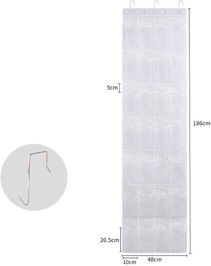 Hanging Over Door Shoe Organizer with 24 or 28 Pockets Storage Rack for Shoes Slippers Belts Scarves Accessories Home Space Saver(28Pocket white)