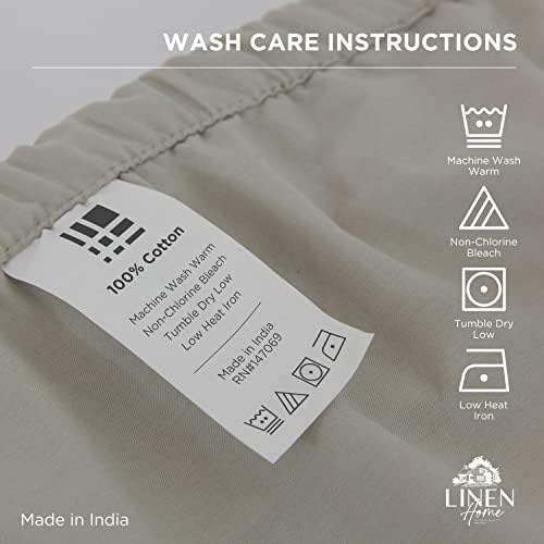 Linen Home 100% Cotton Percale Twin Size Fitted Sheet only, Light Taupe - Image 7