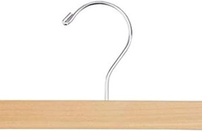 NAHANCO 14” Flat Wooden Skirt/Pant Hanger with Chrome Hardware, Natural (Pack of 25)