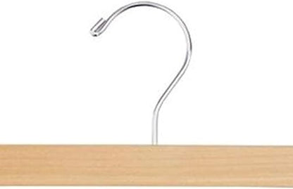 NAHANCO 14” Flat Wooden Skirt/Pant Hanger with Chrome Hardware, Natural (Pack of 25)