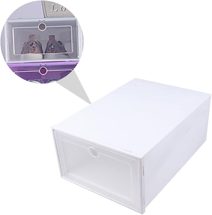 KOMBIUDA 6pcs Stackable Transparent Shoes Organizer Box Drawer Design for Space-saving Shoe Storage Breathable Container for Closet and Entryway