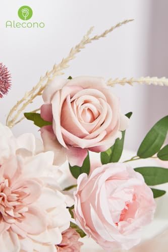 Alecono Artificial Flowers, Dusty Pink Silk Fake Flowers for DIY Wedding Bridal Bouquets, Wedding Cake Flowers for Table Centerpieces Baby Shower Birthday Party Home Decorations - Image 6