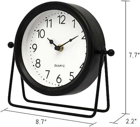 Vintage Black Table Clock on Stand, Decorative Desk and Shelf Clock Decorative Battery Operated Table Top Decor for Living Room，Silent Non-Ticking - Image 4