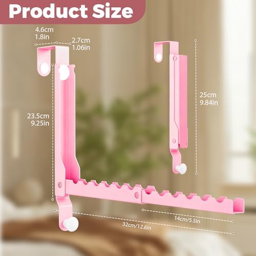 Pink Over the Door Hanger for Clothes Foldable for Space Saving - Image 4