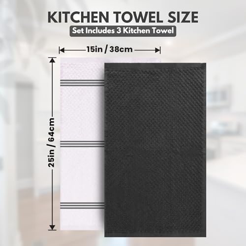 Infinitee Xclusives Kitchen Towels - 3 Pack - Cotton Dish Towel |15" x 25"| - Image 4