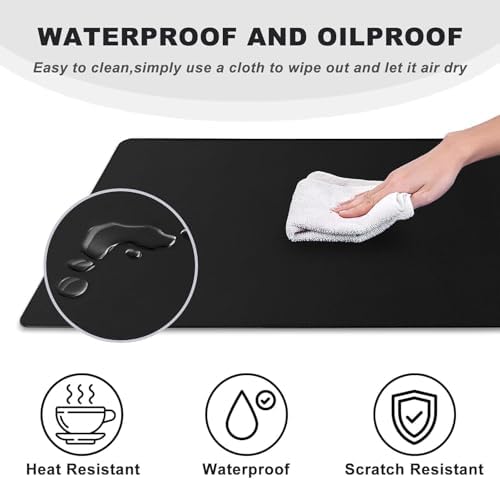 39.1" x 23.5" Waterproof Fabric Desk Pad, Black - Image 4
