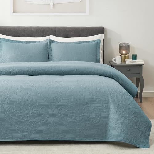 Blue California King Quilt, King Size Quilt, 3 Pieces (1 Quilt, 2 Shams) - Image 2