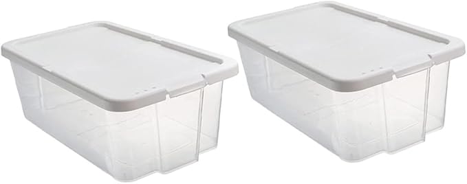Stackable Shoe Storage Boxes with Lid Plastic Shoe Organizer Case for Household and Closet 2pcs Set
