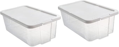 Stackable Shoe Storage Boxes with Lid Plastic Shoe Organizer Case for Household and Closet 2pcs Set