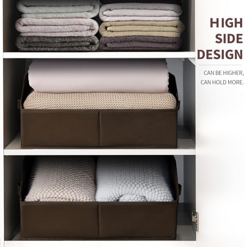Homsorout Closet Baskets for Shelves Trapezoid - Decorative Storage Baskets with Handle, Closet Bins for Organization, Shelf Storage Bins for Clothes, Books, Home, Office, 4 Pack, Brown - Image 4
