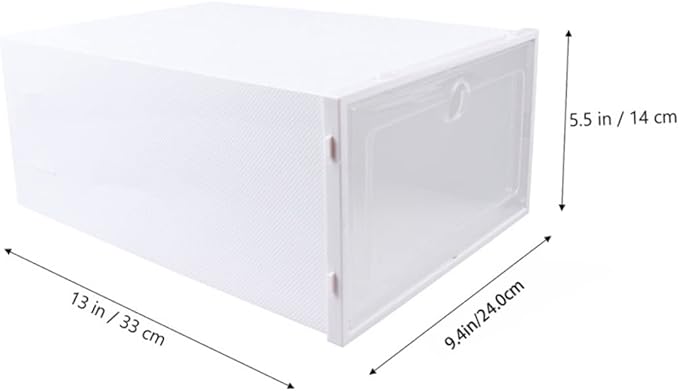 6pcs Stackable Shoes Organizer Plastic Shoe Storage Boxes Drawer Design Space-saving Case for and Accessories Round White