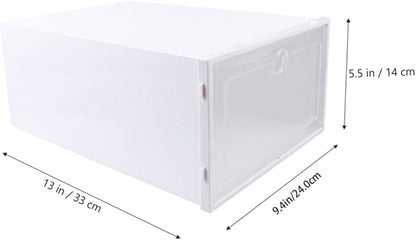 6pcs Stackable Shoes Organizer Plastic Shoe Storage Boxes Drawer Design Space-saving Case for and Accessories Round White