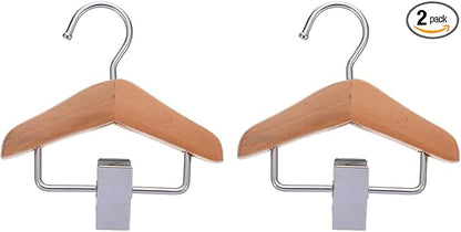 ORFOFE Pet Clothes Hook Set 2-Pack Wooden Small Hangers for Dog and Cat Apparel Compact Closet Organizer Lightweight and Durable for Home and Pet Shop