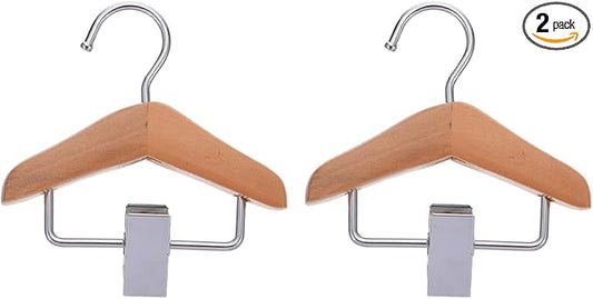 ORFOFE Pet Clothes Hook Set 2-Pack Wooden Small Hangers for Dog and Cat Apparel Compact Closet Organizer Lightweight and Durable for Home and Pet Shop