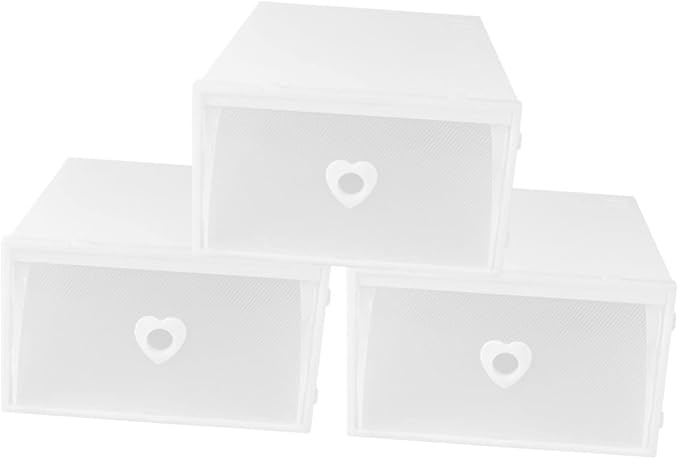 Healifty 3pcs Drawer-Style Shoe Storage Box Thickened Plastic Container for Sneakers Dustproof and Moisture-Proof Organizer for High-Heeled Shoes