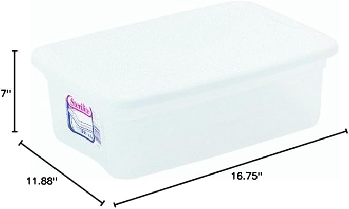 Sterilite 16 Quart Basic Clear Storage Box with White Lid (Pack of 2)