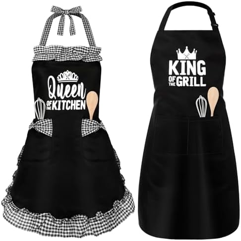King & Queen Aprons Gift for Couple by Cotwinter