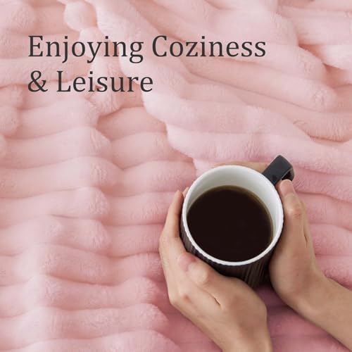 BEDELITE Ribbed Pink Throw Blanket for Couch, 50"x60" - Image 5