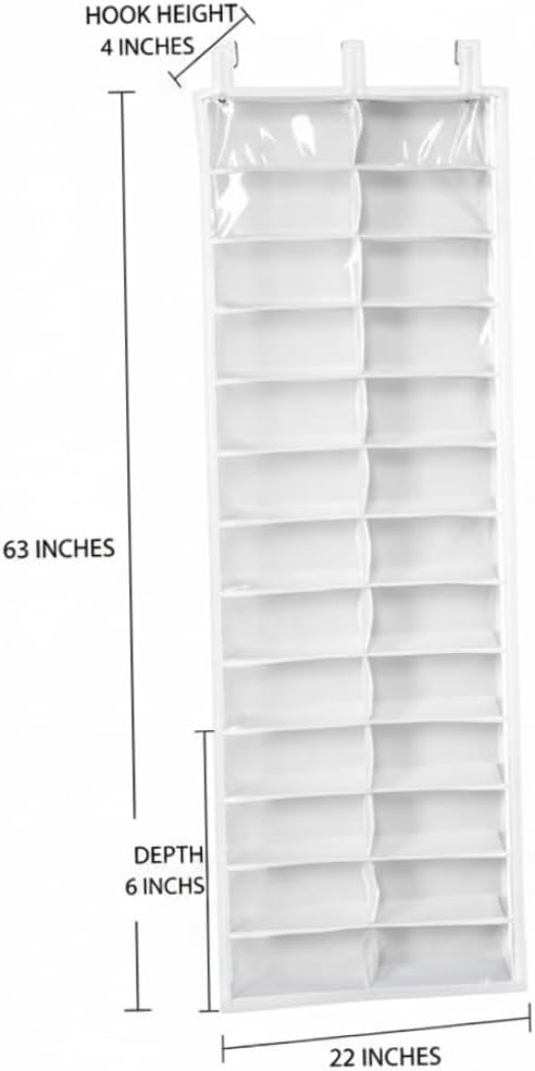 Over the Door Organizer, Extra Large Behind Door Storage of 26 Compartments, Over the Storage, Hanging Organizer for Closet, Diaper, Beige