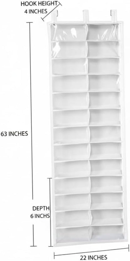 Over the Door Organizer, Extra Large Behind Door Storage of 26 Compartments, Over the Storage, Hanging Organizer for Closet, Diaper, Beige