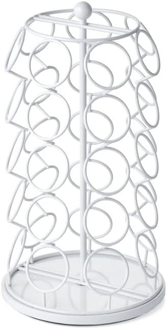 Nifty Solutions Keurig Coffee Pod Holder Carousel 360 Degree Spinning Organizer for K Cups 13 Inch Tall Compact Counter Storage Solution (35 K Cup Holder | White Black)
