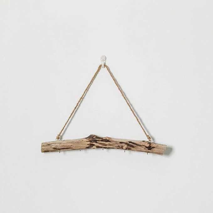 Vintage Driftwood Storage Hanging Rack Jewelry Door Hook Household Wall Holder Rack Crafts - Wooden Color
