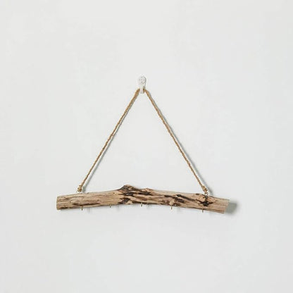 Vintage Driftwood Storage Hanging Rack Jewelry Door Hook Household Wall Holder Rack Crafts - Wooden Color