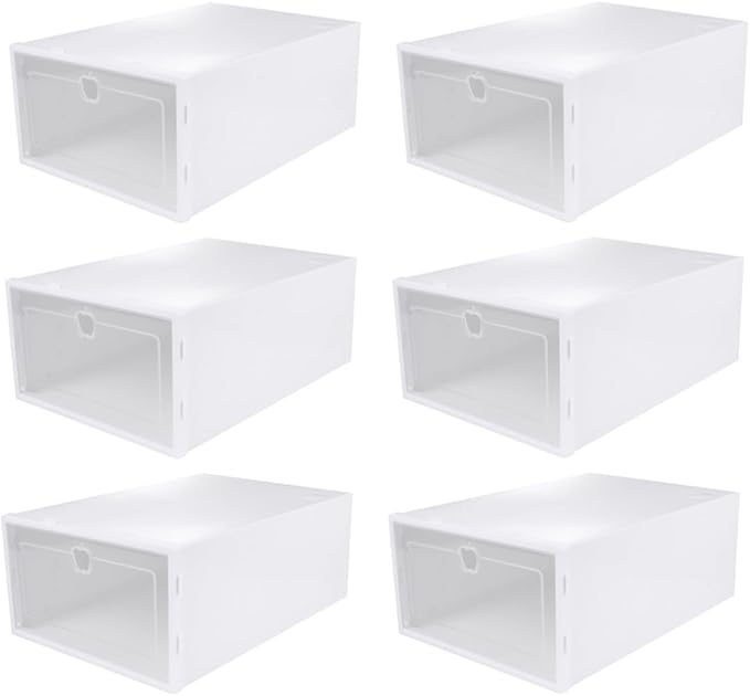 6pcs Shoe Storage Boxes Drawers Thickened Plastic Shoe Organizer Bins for Sneakers High Heels and Boots for Entryway and Closet Organization Style