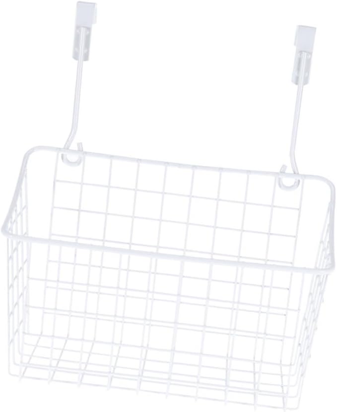 Healifty White Hanging Storage Rack Cabinet Door Organizer for Kitchen Bathroom Office Ventilated Over Cabinet Basket with Easy Installation Space Saving Storage Holder for Wardrobes and