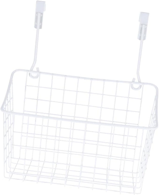 Healifty White Hanging Storage Rack Cabinet Door Organizer for Kitchen Bathroom Office Ventilated Over Cabinet Basket with Easy Installation Space Saving Storage Holder for Wardrobes and