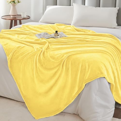 BEDELITE Fleece Blanket Soft Plush Twin Size Blanket Light Yellow 60"x80" - Image 7