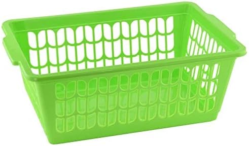 YBM HOME Plastic Perforated Storage Basket Bin Office Drawer, Shelf Desktop Countertop Tray Organizer 32-1188 (1, Green)