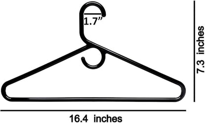 Plastic Hangers HD Heavy Duty, 24 Pcs. Black Color, Made in USA, 3/8” Thickness, Durable, Tubular, for Clothes, Coat, Pants, Shirts, Dress and More, TINEFF, Free and Quick delivery from USA