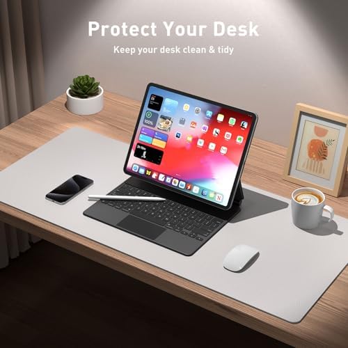 Aothia Large PU Leather Desk Pad Protector – Non-Slip Mouse Pad & Writing Mat for Office/Home, Waterproof, Easy to Clean (36" x 17", Pale Lavender White) - Image 4