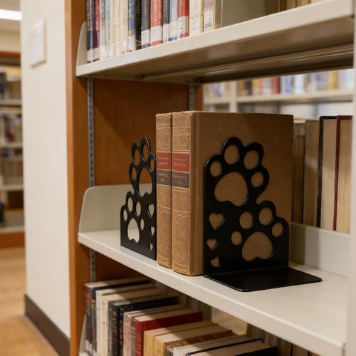 Cat Paw Book Ends, Metal Heavy Duty Bookends for Shelves - Image 2