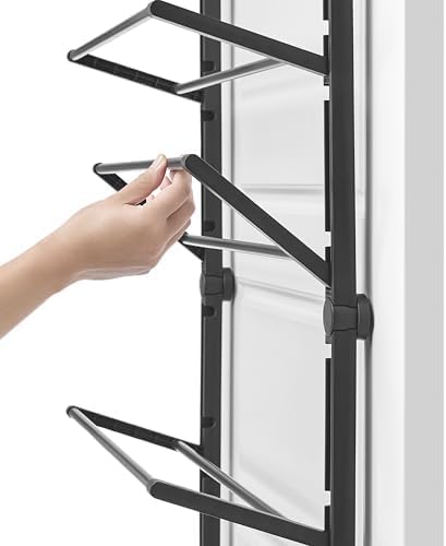 Whitmor 24 Pair Door Shoe Organizer, Heavy Duty Metal & Mesh Shoe Holder,Sturdy Closet Storage Rack Hangs on Closets for Shoes,7.48" D x 23.08" W x 64.76" H,Black