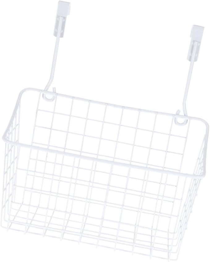 Cabilock White Hanging Rack Cabinet Basket Over Door Organizer for Kitchen Bathroom Office Rust Resistant Storage Holder with High Temperature Coating Easy Installation and Space Saving
