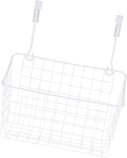 Cabilock White Hanging Rack Cabinet Basket Over Door Organizer for Kitchen Bathroom Office Rust Resistant Storage Holder with High Temperature Coating Easy Installation and Space Saving