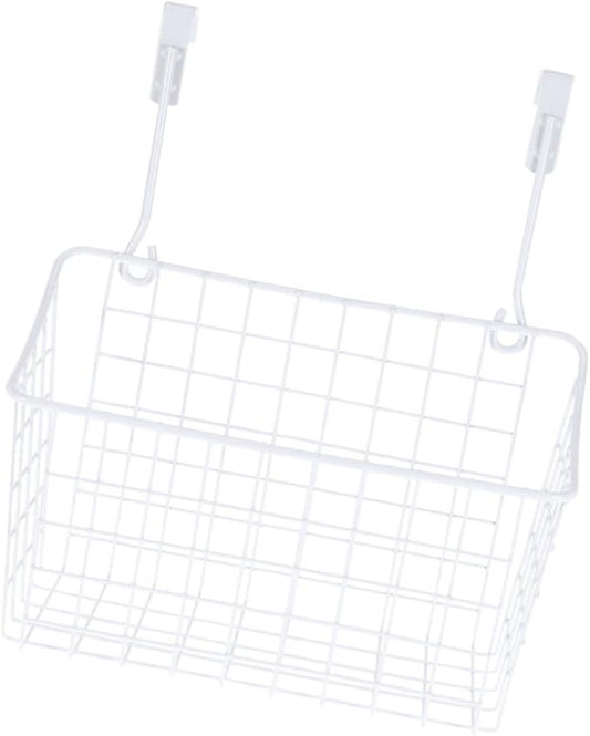 Cabilock White Hanging Rack Cabinet Basket Over Door Organizer for Kitchen Bathroom Office Rust Resistant Storage Holder with High Temperature Coating Easy Installation and Space Saving